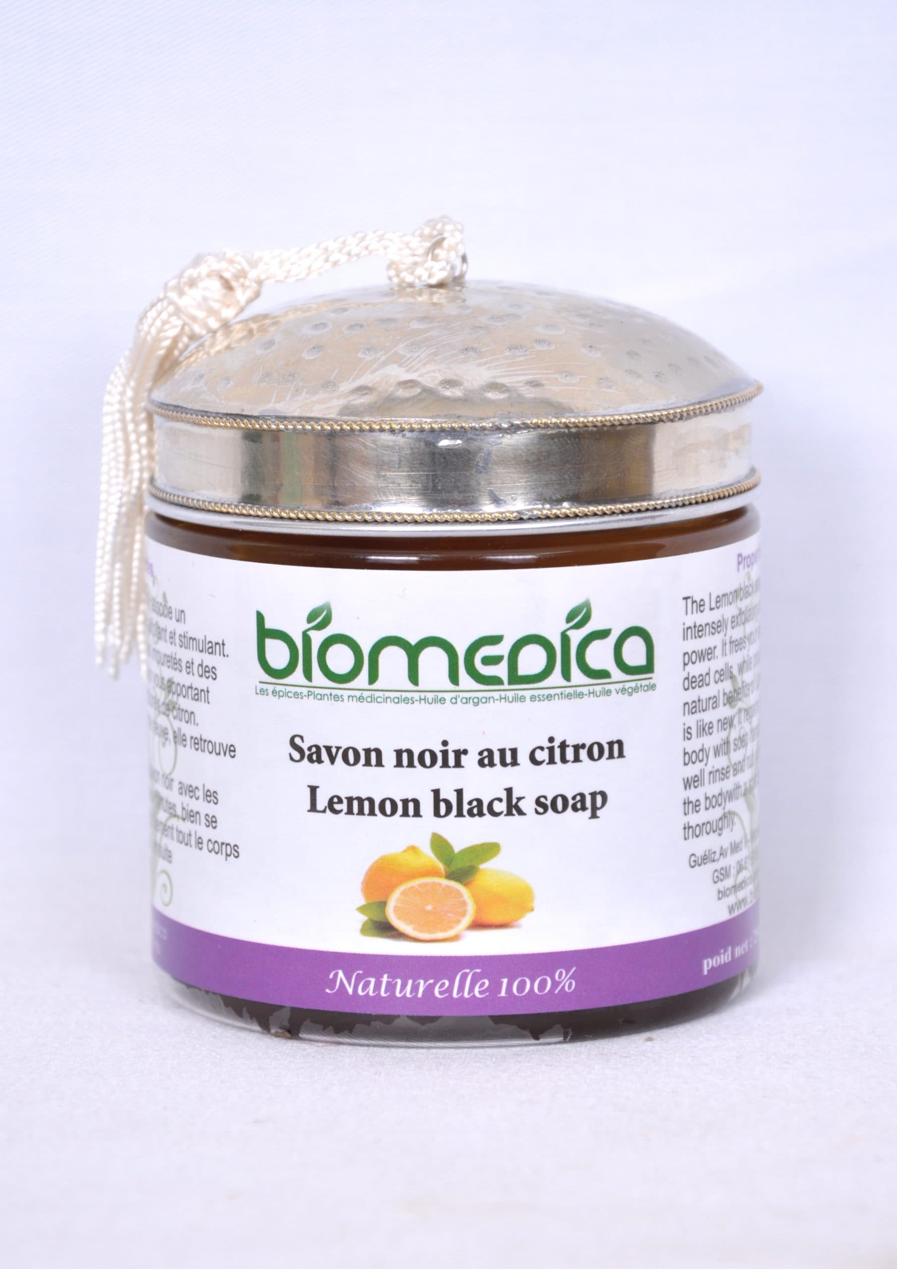 Savon noir citron, pâte beldi 250 g - Biomedica