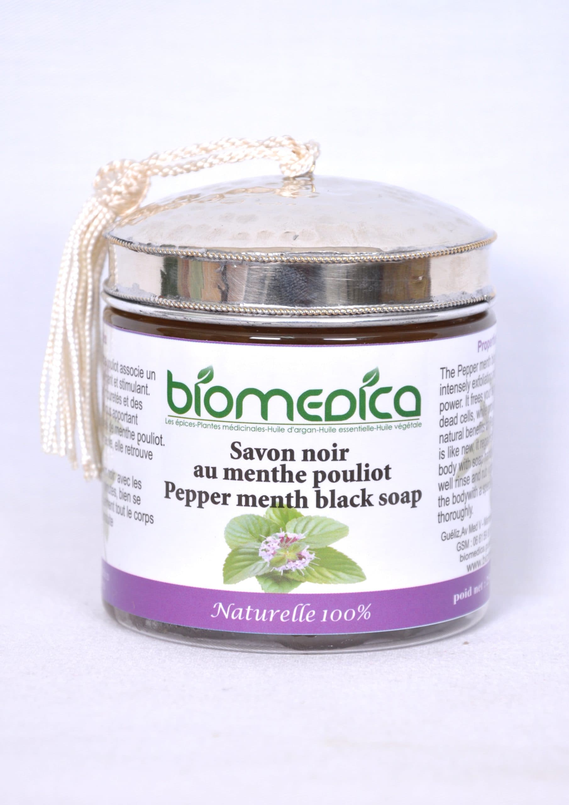 Savon noir menthe pouliot, pâte beldi 250 g - Biomedica