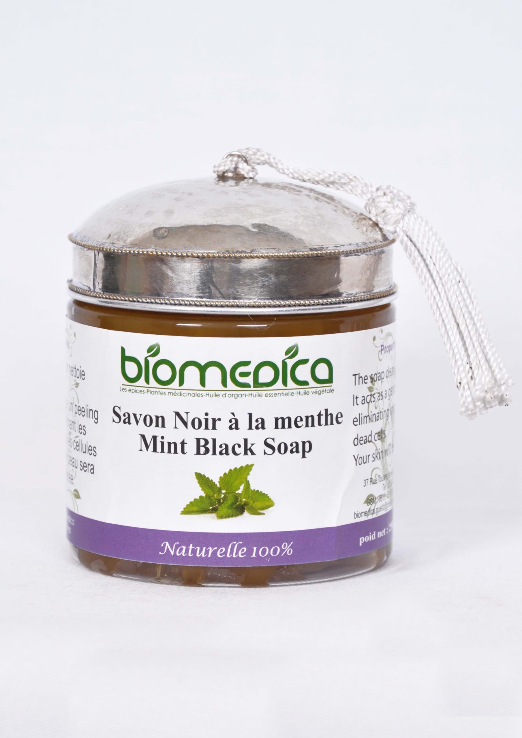 Savon noir menthe, pâte beldi 250 g - Biomedica